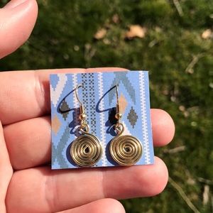 Brass swirl earrings